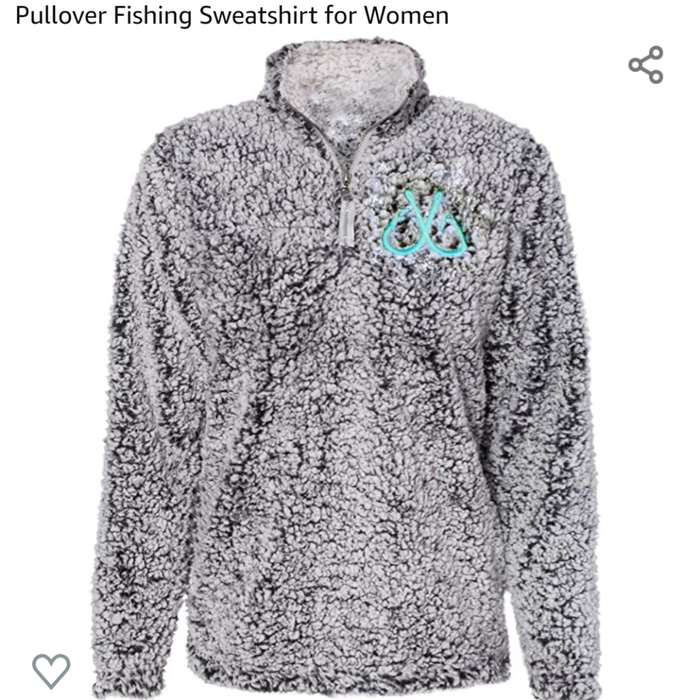 Women’s Sherpa Quarter Zip Pullover – Fishing Hook Embroidered – Size Large